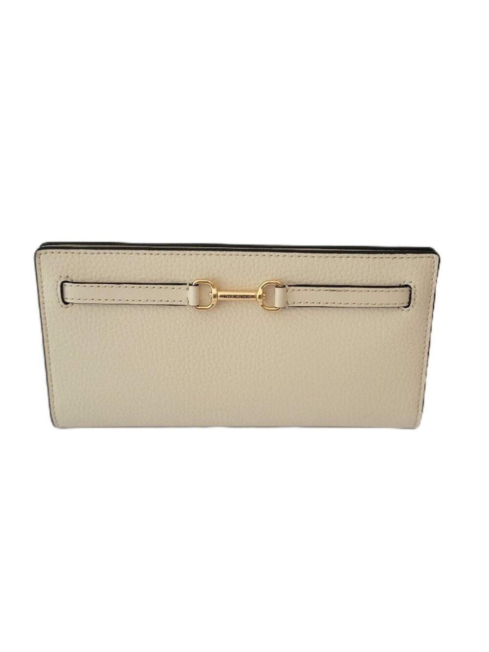 Michael Kors Carson Large Snap Wallet Pebbled Leather Light Cream Clutch